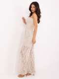 Salopette beige in pizzo