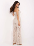 Salopette beige in pizzo