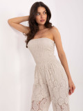 Salopette beige in pizzo