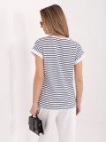 T-shirt a righe bianche e blu navy a manica corta