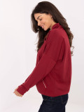 Felpa bordeaux in cotone con colletto e tasca