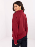 Felpa bordeaux in cotone con colletto e tasca