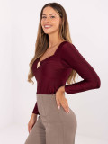 Blusa elegante con maniche lunghe in bordeaux