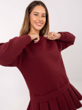 Bordo lepršava mini haljina od pamuka