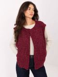 Gilet lavorato a maglia bordeaux con tasche