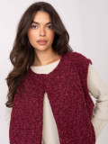 Gilet lavorato a maglia bordeaux con tasche