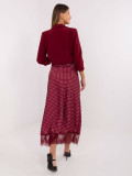 Gonna midi bordeaux a pois con pizzo