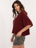Elegante maglione bordeaux con maniche 3/4