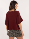 Elegante maglione bordeaux con maniche 3/4