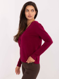 Elegantni bordo pulover s V-izrezom