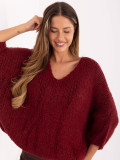 Maglione elegante bordeaux con maniche 3/4