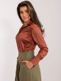 Elegante camicia marrone da donna a maniche lunghe