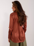 Elegante camicia marrone da donna a maniche lunghe