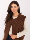 Gilet marrone in maglia con tasche