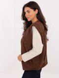 Gilet marrone in maglia con tasche