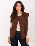 Gilet marrone in maglia con tasche