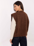 Gilet marrone in maglia con tasche