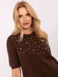 Maglione elegante marrone con applicazione