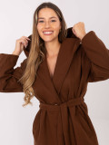 Cappotto marrone da mezza stagione con cappuccio e cintura