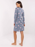 Ženska noćna košulja s dugim rukavima, tamnoplava, pamučna