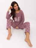 Ženska pidžama s dugim rukavima u tamno ružičastoj boji