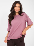 T-shirt da donna in cotone rosa scuro