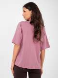 T-shirt da donna in cotone rosa scuro