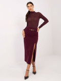 Gonna midi elegante bordeaux con cintura