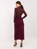 Gonna midi elegante bordeaux con cintura