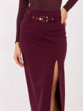 Gonna midi elegante bordeaux con cintura