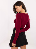 Elegante maglione bordeaux con scollo a V