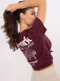 T-shirt elegante bordeaux a maniche corte