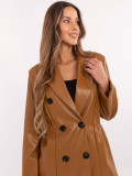 Blazer camel elegante con fodera e chiusura doppiopetto