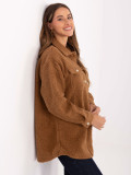 Giacca camicia casual color cammello con colletto e tasche