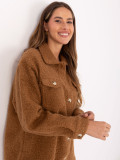 Giacca camicia casual color cammello con colletto e tasche