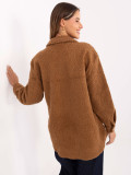 Giacca camicia casual color cammello con colletto e tasche