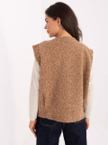 Gilet marrone in maglia con tasche