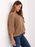 Maglione camel elegante con maniche 3/4