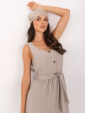 Abito beige svasato con cintura