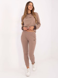 Pantaloni jogger donna beige in cotone a costine