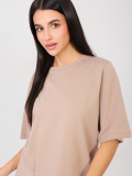 T-shirt beige in cotone a maniche corte