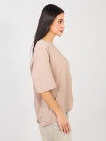 T-shirt beige in cotone a maniche corte