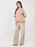 T-shirt beige in cotone a maniche corte
