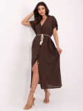 Abito oversize marrone con maniche corte