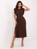 Elegante abito midi in marrone scuro