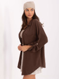 Elegante camicia marrone a maniche lunghe