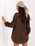 Elegante camicia marrone a maniche lunghe