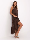 Maxi abito con scollatura a V in marrone scuro