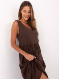 Maxi abito con scollatura a V in marrone scuro