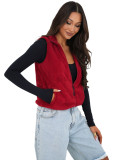 Gilet da donna in eco-pelliccia rosso scuro